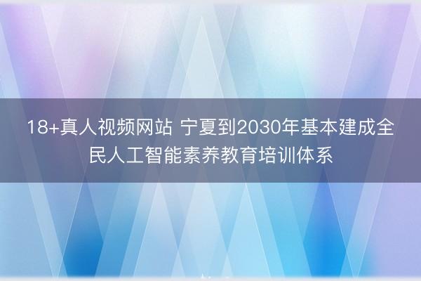 18+真人视频网站 宁夏到2030年基本建成全民人工智能素养教育培训体系