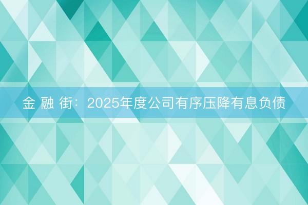 金 融 街：2025年度公司有序压降有息负债