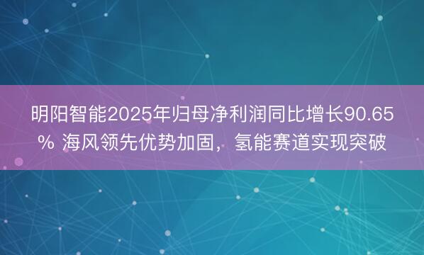 明阳智能2025年归母净利润同比增长90.65% 海风领先优势加固，氢能赛道实现突破