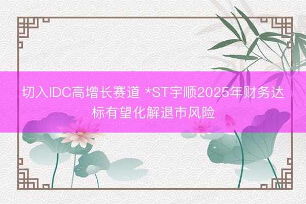 切入IDC高增长赛道 *ST宇顺2025年财务达标有望化解退市风险