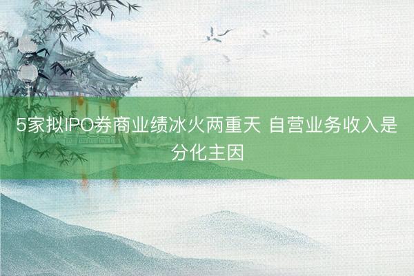 5家拟IPO券商业绩冰火两重天 自营业务收入是分化主因