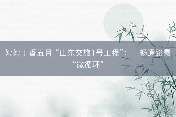 婷婷丁香五月 “山东交旅1号工程”：​畅通路景“微循环”