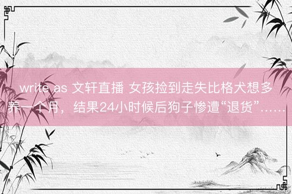 write as 文轩直播 女孩捡到走失比格犬想多养一个月，结果24小时候后狗子惨遭“退货”……