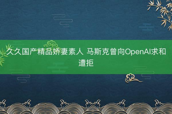 久久国产精品娇妻素人 马斯克曾向OpenAI求和遭拒