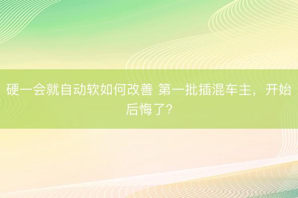 硬一会就自动软如何改善 第一批插混车主，开始后悔了？
