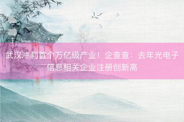 武汉冲刺首个万亿级产业！企查查：去年光电子信息相关企业注册创新高