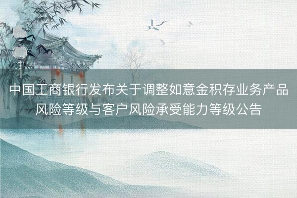 中国工商银行发布关于调整如意金积存业务产品风险等级与客户风险承受能力等级公告