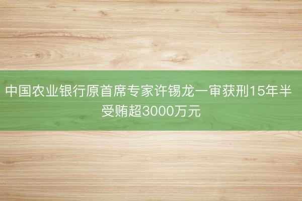 中国农业银行原首席专家许锡龙一审获刑15年半 受贿超3000万元