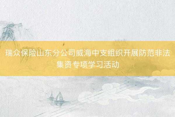 瑞众保险山东分公司威海中支组织开展防范非法集资专项学习活动