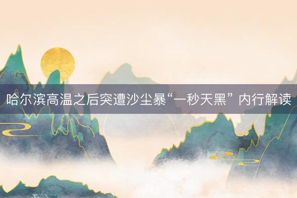 哈尔滨高温之后突遭沙尘暴“一秒天黑” 内行解读