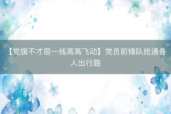 【党旗不才层一线高高飞动】党员前锋队抢通各人出行路