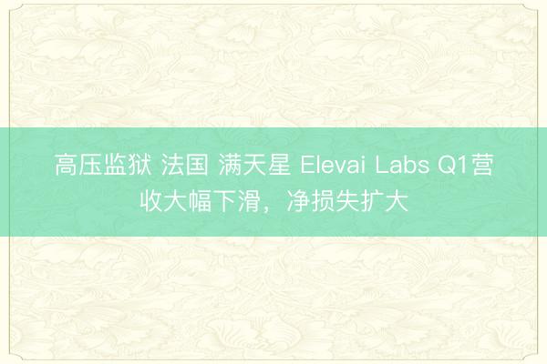 高压监狱 法国 满天星 Elevai Labs Q1营收大幅下滑，净损失扩大