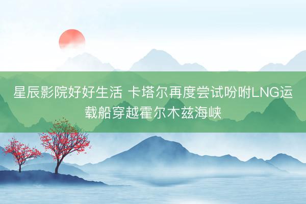 星辰影院好好生活 卡塔尔再度尝试吩咐LNG运载船穿越霍尔木兹海峡
