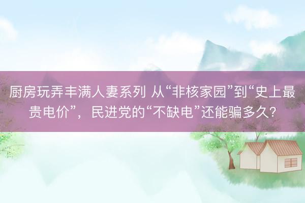 厨房玩弄丰满人妻系列 从“非核家园”到“史上最贵电价”，民进党的“不缺电”还能骗多久？
