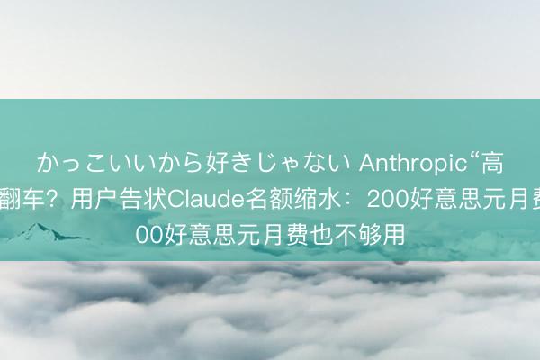 かっこいいから好きじゃない Anthropic“高价AI套餐”翻车？用户告状Claude名额缩水：200好意思元月费也不够用