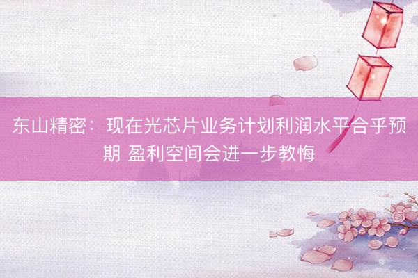 东山精密：现在光芯片业务计划利润水平合乎预期 盈利空间会进一步教悔