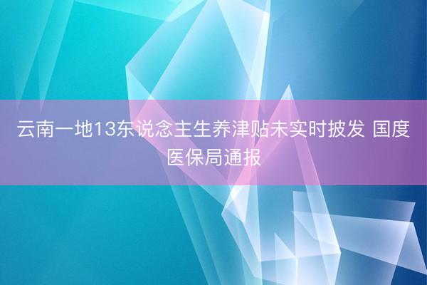 云南一地13东说念主生养津贴未实时披发 国度医保局通报