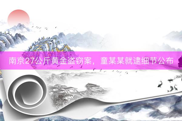 南京27公斤黄金盗窃案，童某某就逮细节公布